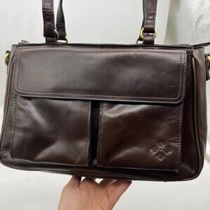 Patricia Nash Leather Rosetti Satchel with Crossbody strap Chocolate Brown